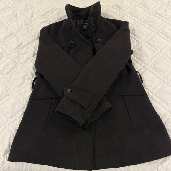 Nicole Miller Women Large (42 in Bust) Black Button-Up Pea Coat Jacket - Picture 3 of 6